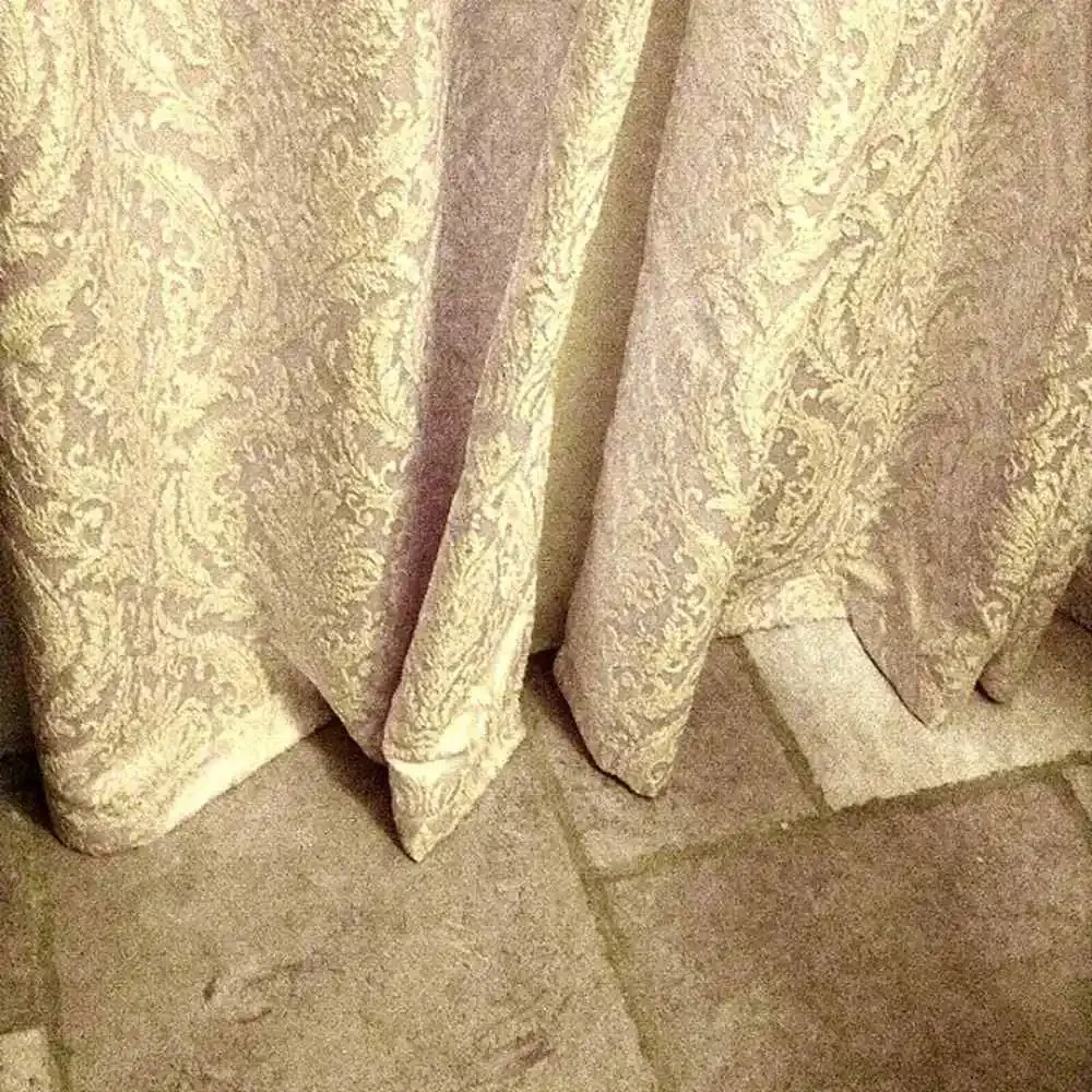 2 Drapery PANELS Brocade Baroque Curtain Soft Pink Shimmer Silver Grommet Modern